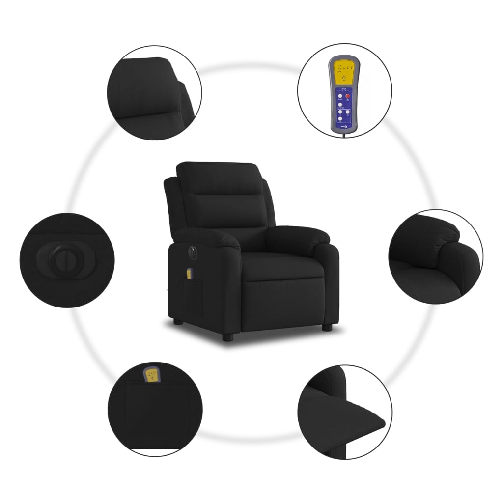 Massagestoel elektrisch verstelbaar stof zwart Fauteuils & Relaxfauteuils | Creëer jouw Trendy Thuis | Gratis bezorgd & Retour | Trendy.nl