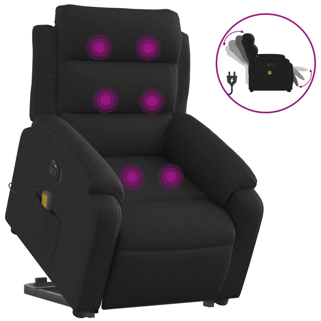 Sta-op-massagestoel elektrisch verstelbaar stof zwart Fauteuils & Relaxfauteuils | Creëer jouw Trendy Thuis | Gratis bezorgd & Retour | Trendy.nl