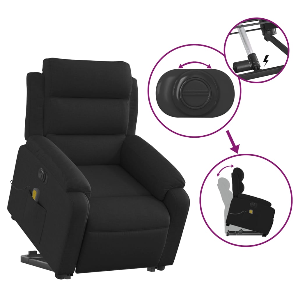 Sta-op-massagestoel elektrisch verstelbaar stof zwart Fauteuils & Relaxfauteuils | Creëer jouw Trendy Thuis | Gratis bezorgd & Retour | Trendy.nl