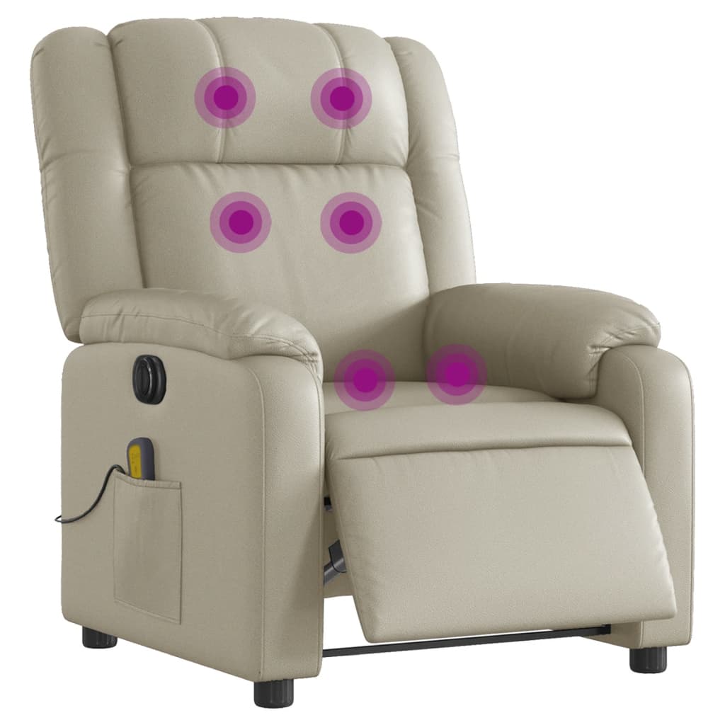 Massagestoel verstelbaar elektrisch kunstleer crèmekleurig Fauteuils & Relaxfauteuils | Creëer jouw Trendy Thuis | Gratis bezorgd & Retour | Trendy.nl