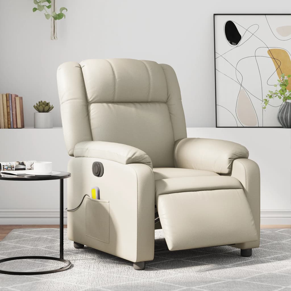 Massagestoel verstelbaar elektrisch kunstleer crèmekleurig Fauteuils & Relaxfauteuils | Creëer jouw Trendy Thuis | Gratis bezorgd & Retour | Trendy.nl