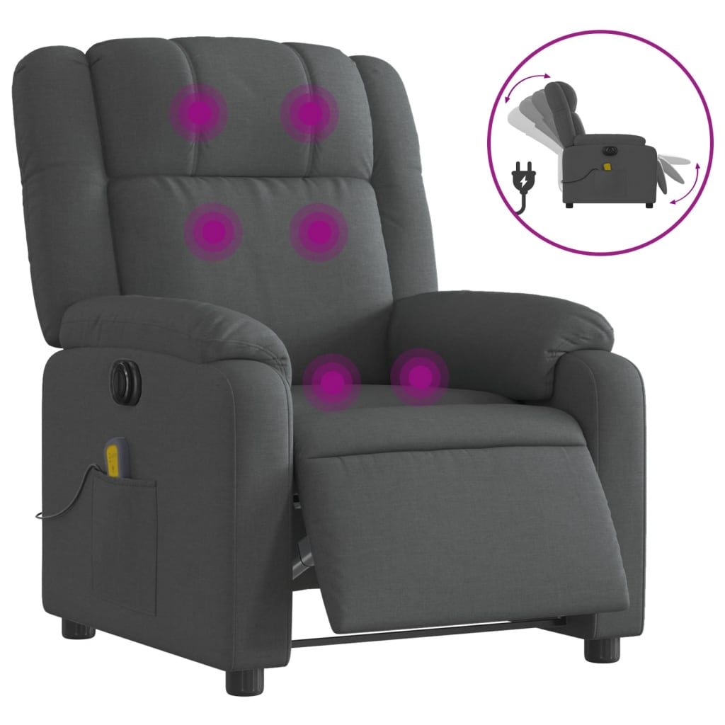 Massagestoel elektrisch verstelbaar stof donkergrijs Fauteuils & Relaxfauteuils | Creëer jouw Trendy Thuis | Gratis bezorgd & Retour | Trendy.nl