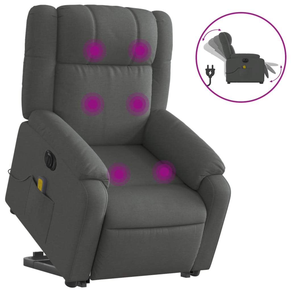 Sta-op-massagestoel elektrisch verstelbaar stof donkergrijs Fauteuils & Relaxfauteuils | Creëer jouw Trendy Thuis | Gratis bezorgd & Retour | Trendy.nl