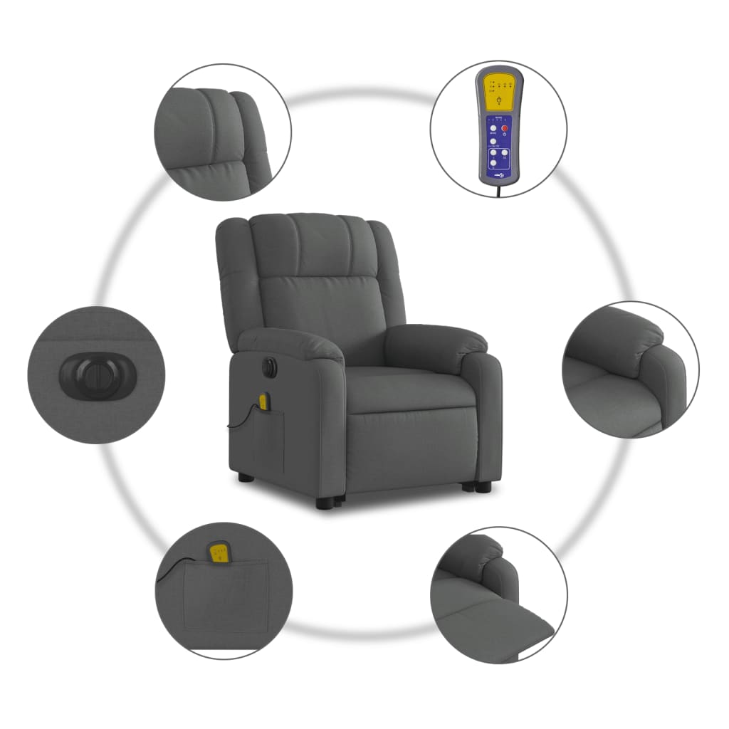 Sta-op-massagestoel elektrisch verstelbaar stof donkergrijs Fauteuils & Relaxfauteuils | Creëer jouw Trendy Thuis | Gratis bezorgd & Retour | Trendy.nl