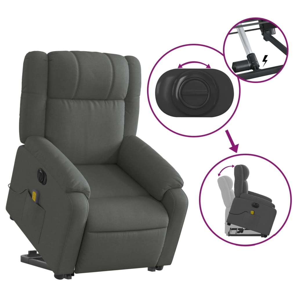 Sta-op-massagestoel elektrisch verstelbaar stof donkergrijs Fauteuils & Relaxfauteuils | Creëer jouw Trendy Thuis | Gratis bezorgd & Retour | Trendy.nl