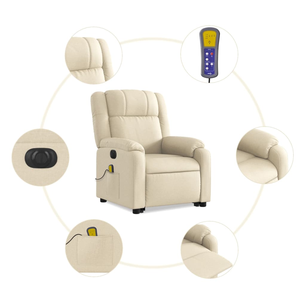 Sta-op-massagestoel elektrisch verstelbaar stof crèmekleurig Fauteuils & Relaxfauteuils | Creëer jouw Trendy Thuis | Gratis bezorgd & Retour | Trendy.nl