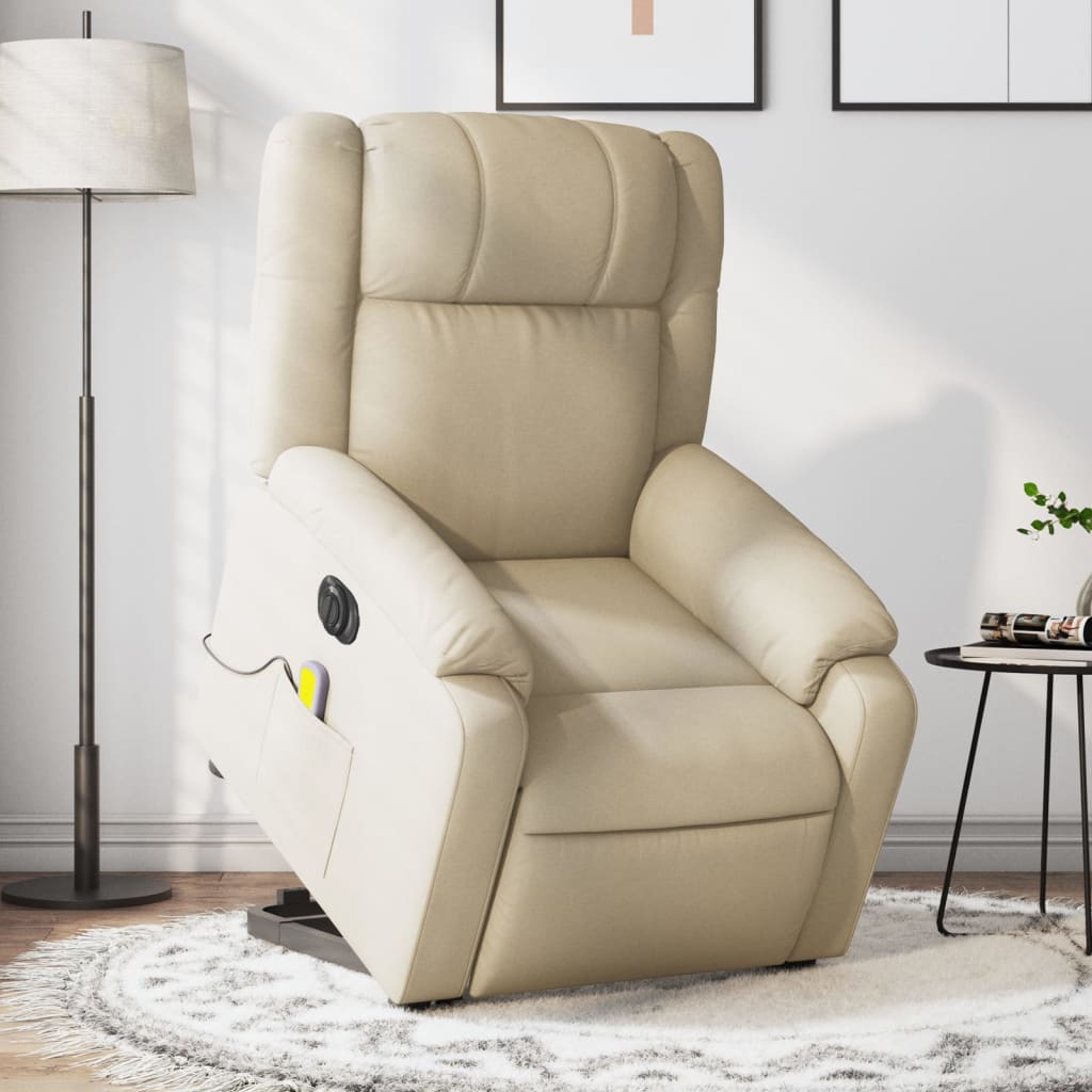 Sta-op-massagestoel elektrisch verstelbaar stof crèmekleurig Fauteuils & Relaxfauteuils | Creëer jouw Trendy Thuis | Gratis bezorgd & Retour | Trendy.nl