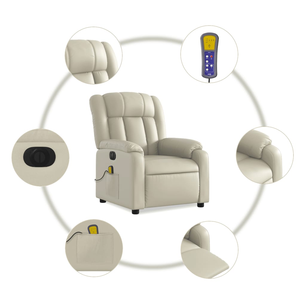 Massagestoel verstelbaar elektrisch kunstleer crèmekleurig Fauteuils & Relaxfauteuils | Creëer jouw Trendy Thuis | Gratis bezorgd & Retour | Trendy.nl