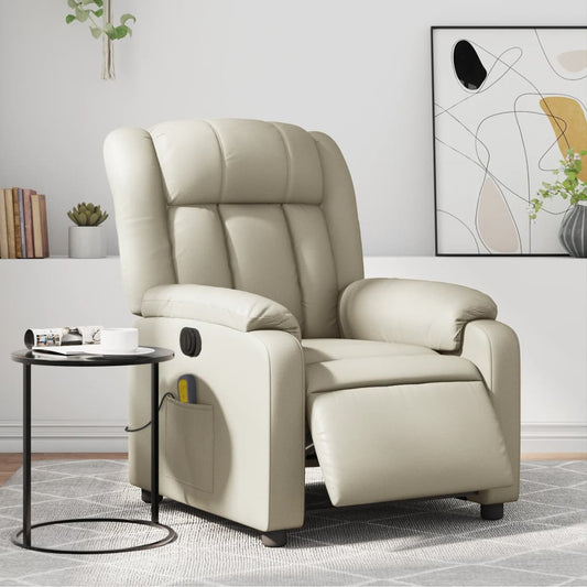 Massagestoel verstelbaar elektrisch kunstleer crèmekleurig Fauteuils & Relaxfauteuils | Creëer jouw Trendy Thuis | Gratis bezorgd & Retour | Trendy.nl