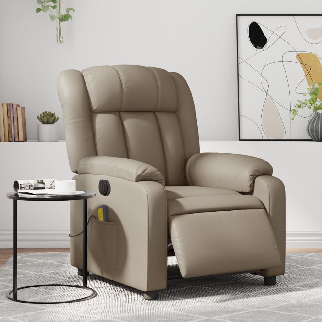 Massagestoel verstelbaar elektrisch kunstleer cappuccinokleurig Fauteuils & Relaxfauteuils | Creëer jouw Trendy Thuis | Gratis bezorgd & Retour | Trendy.nl