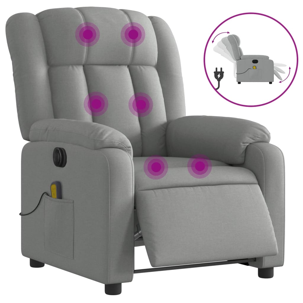 Massagestoel elektrisch verstelbaar stof lichtgrijs Fauteuils & Relaxfauteuils | Creëer jouw Trendy Thuis | Gratis bezorgd & Retour | Trendy.nl