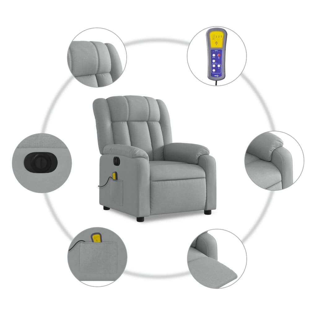 Massagestoel elektrisch verstelbaar stof lichtgrijs Fauteuils & Relaxfauteuils | Creëer jouw Trendy Thuis | Gratis bezorgd & Retour | Trendy.nl