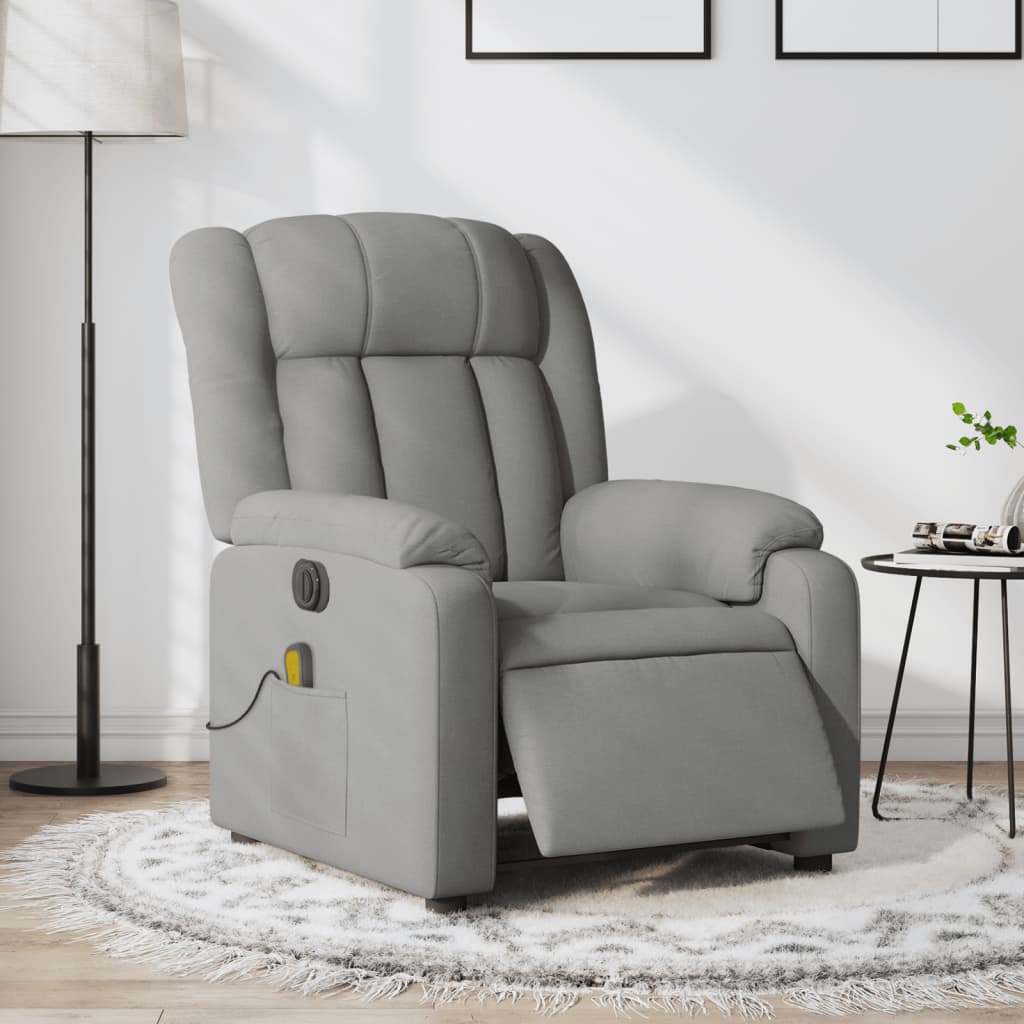 Massagestoel elektrisch verstelbaar stof lichtgrijs Fauteuils & Relaxfauteuils | Creëer jouw Trendy Thuis | Gratis bezorgd & Retour | Trendy.nl