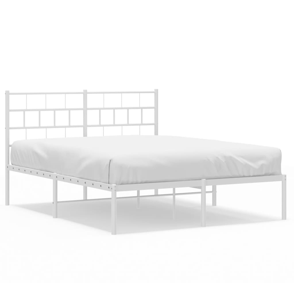 Bedframe met hoofdbord metaal wit 160x200 cm