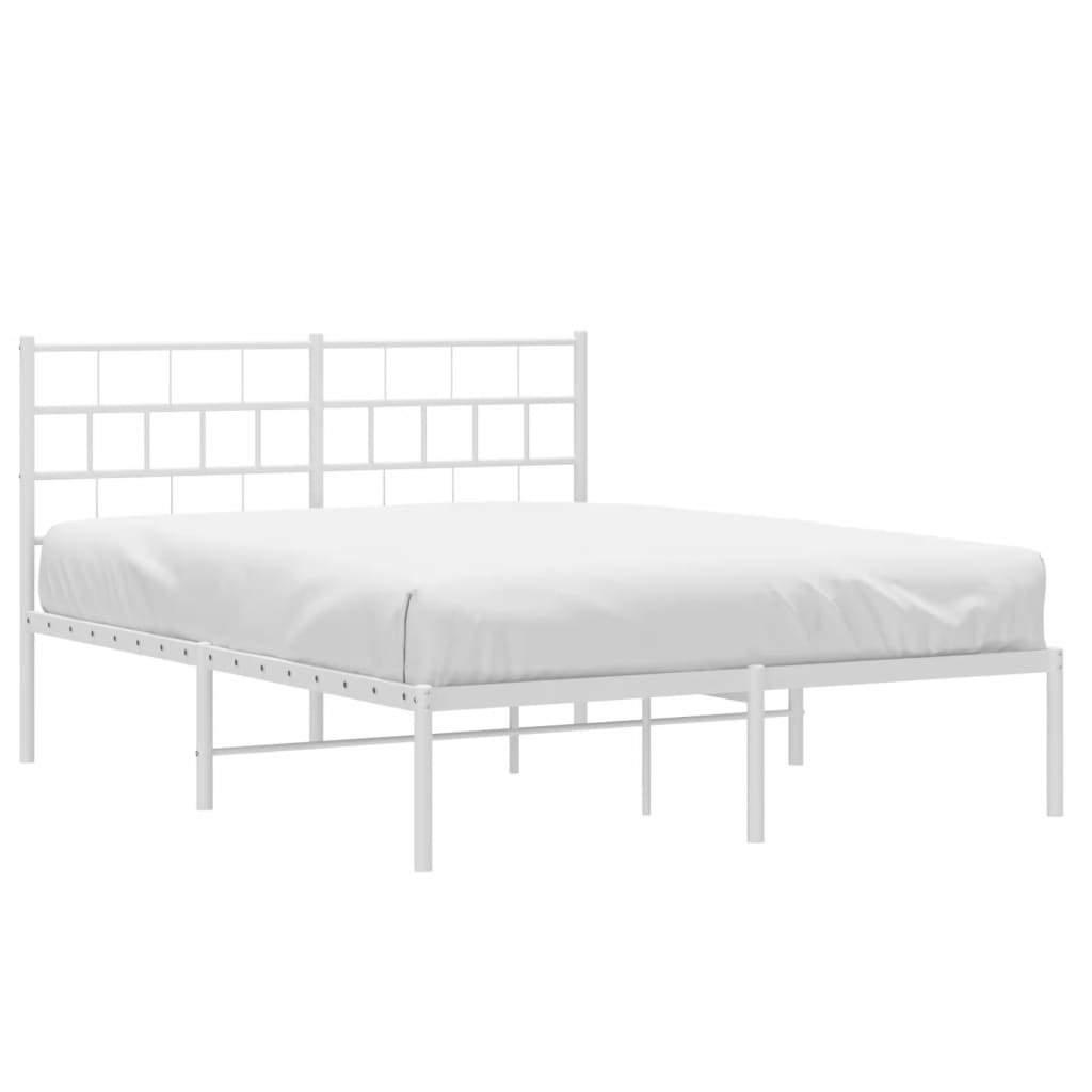 Bedframe met hoofdbord metaal wit 160x200 cm