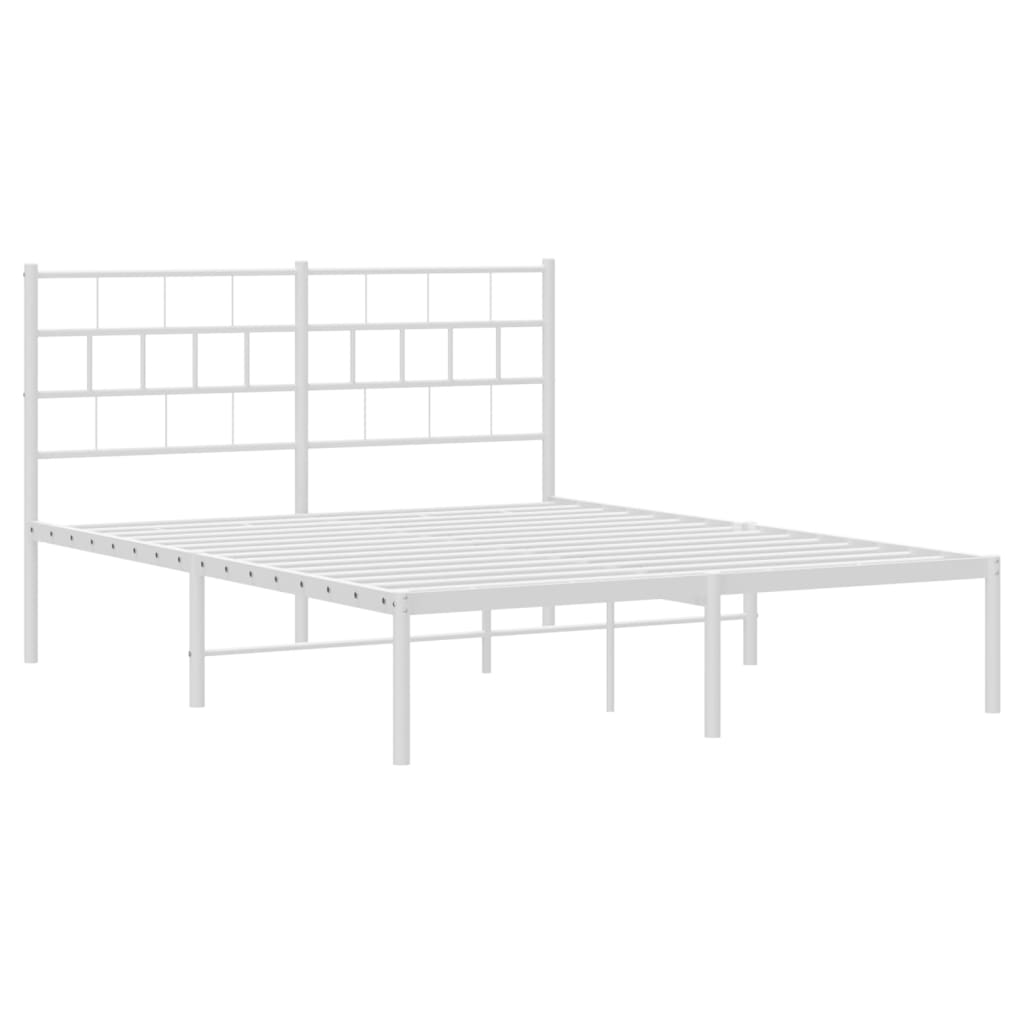 Bedframe met hoofdbord metaal wit 160x200 cm