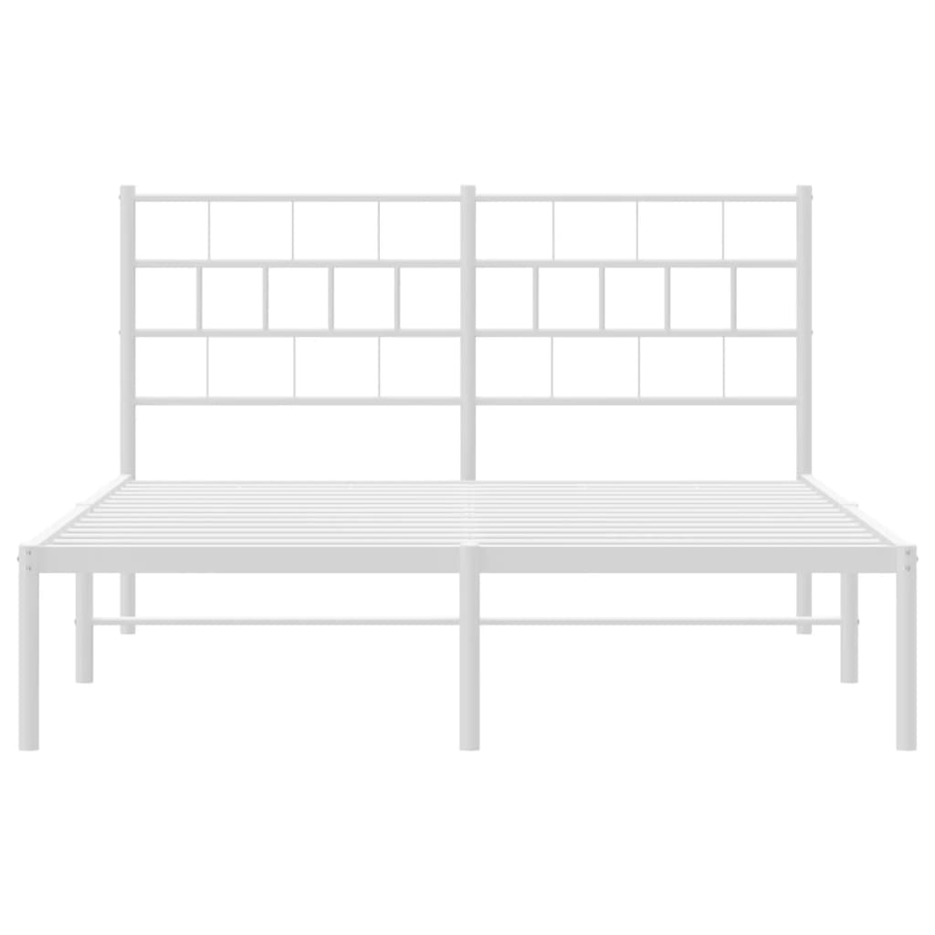 Bedframe met hoofdbord metaal wit 160x200 cm