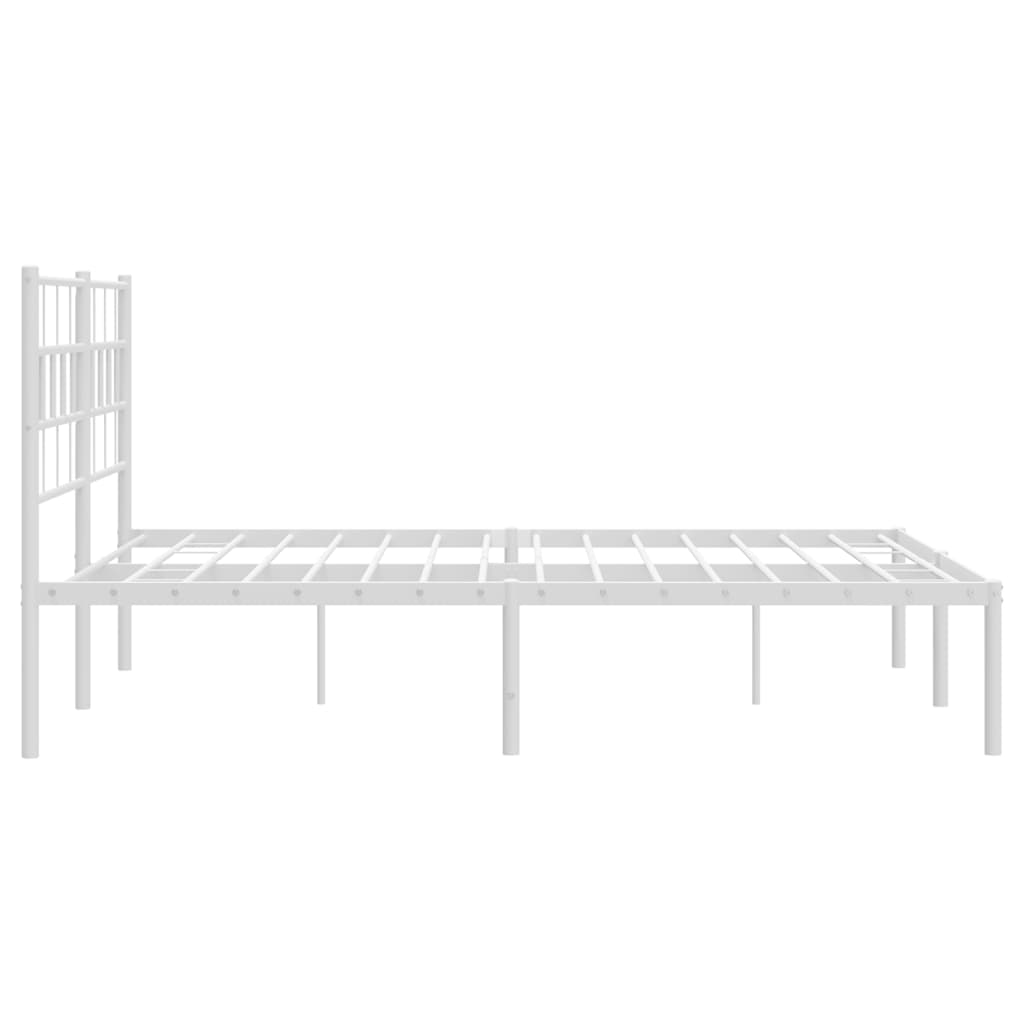 Bedframe met hoofdbord metaal wit 160x200 cm