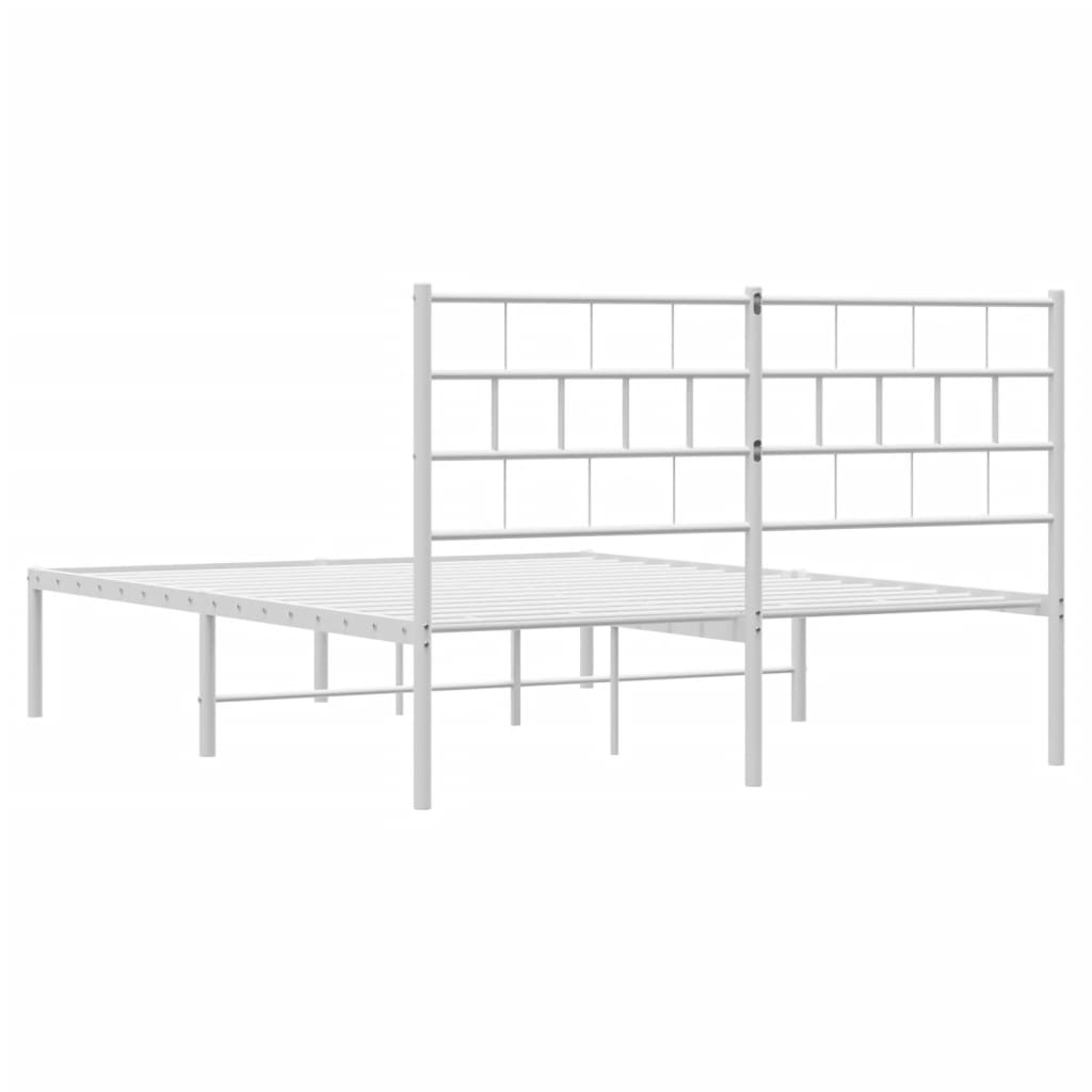 Bedframe met hoofdbord metaal wit 160x200 cm