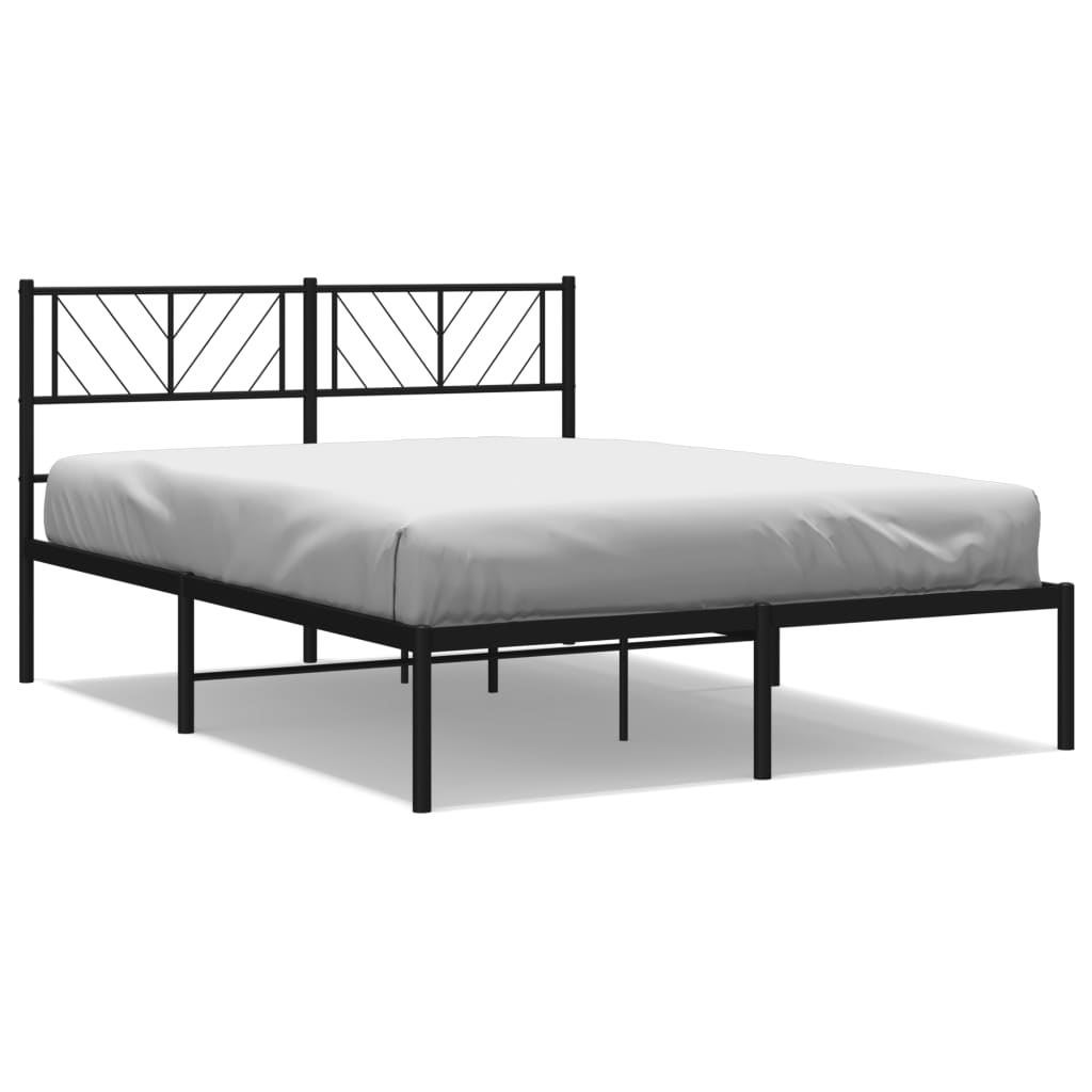 Bedframe met hoofdbord metaal zwart 140x200 cm