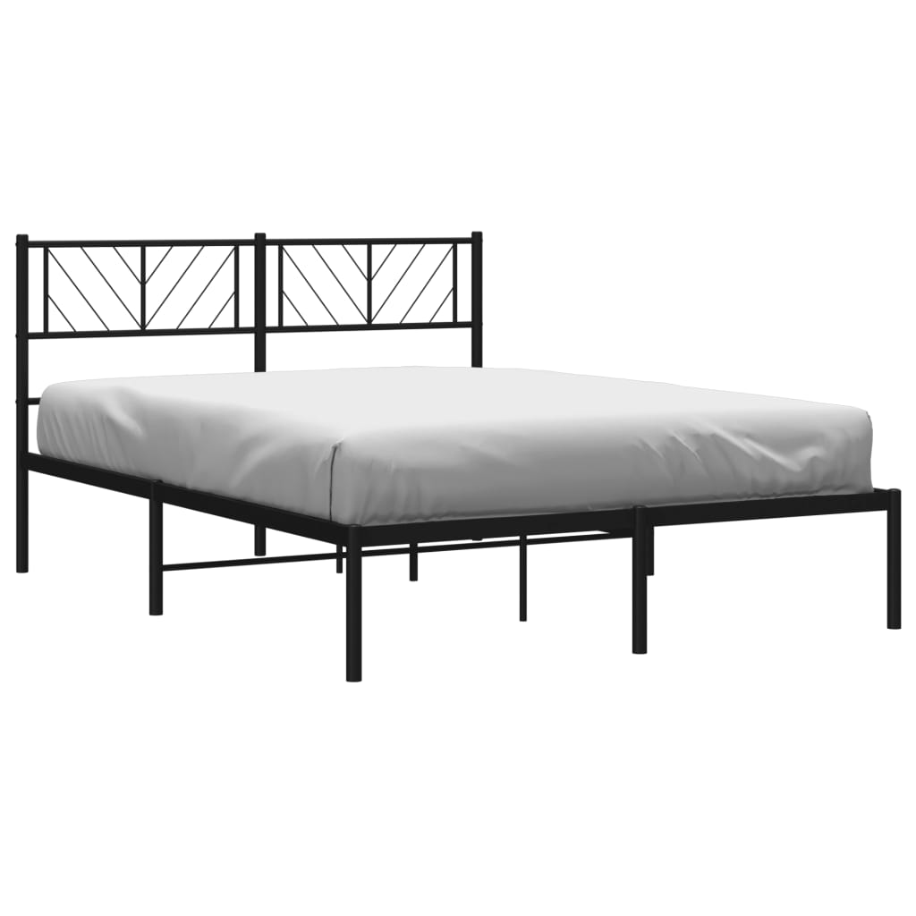 Bedframe met hoofdbord metaal zwart 140x200 cm