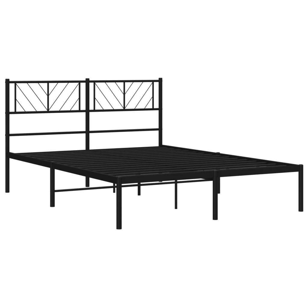 Bedframe met hoofdbord metaal zwart 140x200 cm