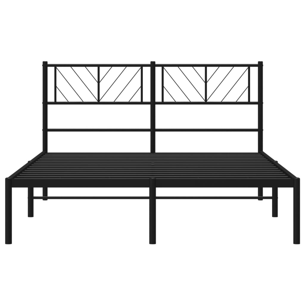 Bedframe met hoofdbord metaal zwart 140x200 cm