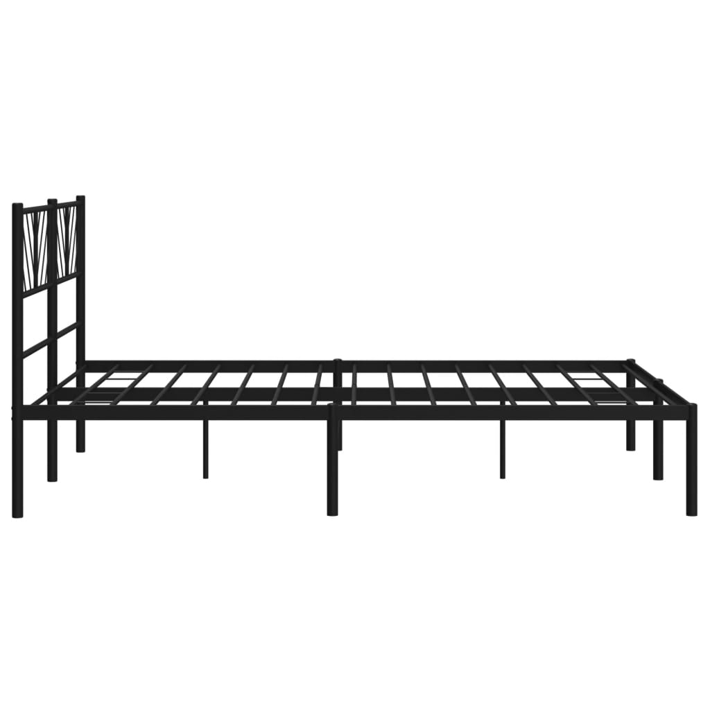 Bedframe met hoofdbord metaal zwart 140x200 cm