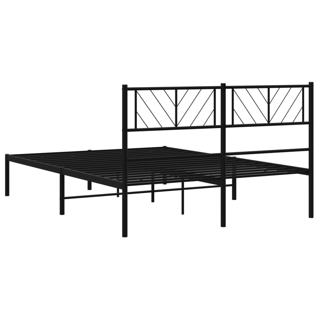 Bedframe met hoofdbord metaal zwart 140x200 cm