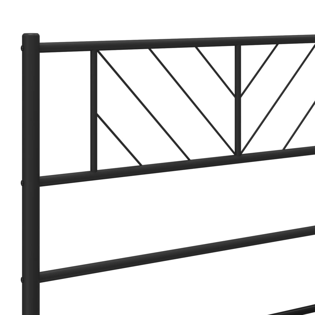 Bedframe met hoofdbord metaal zwart 140x200 cm