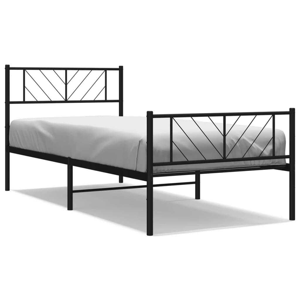 Bedframe met hoofd- en voeteneinde metaal zwart 100x200 cm