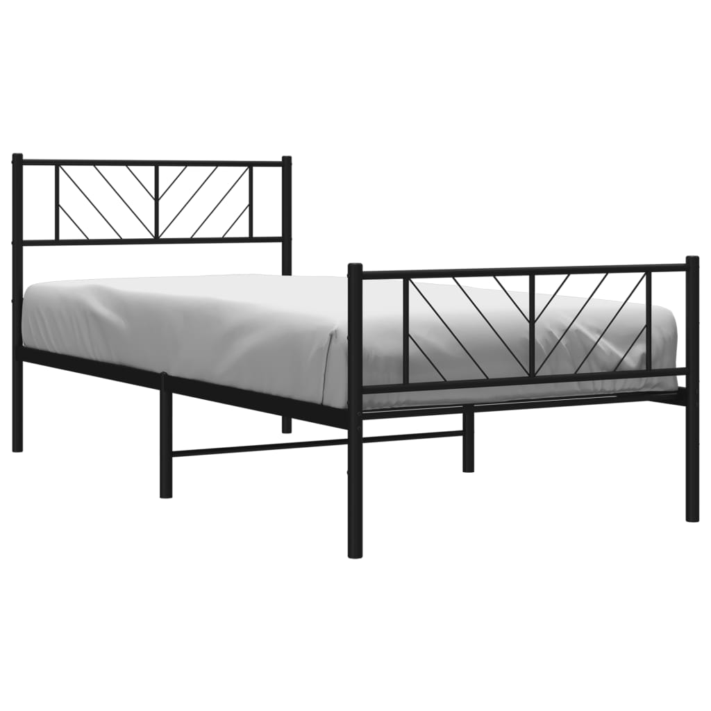 Bedframe met hoofd- en voeteneinde metaal zwart 100x200 cm