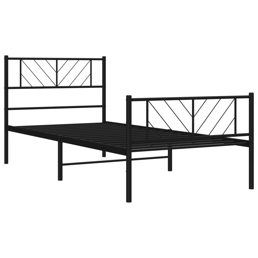 Bedframe met hoofd- en voeteneinde metaal zwart 100x200 cm