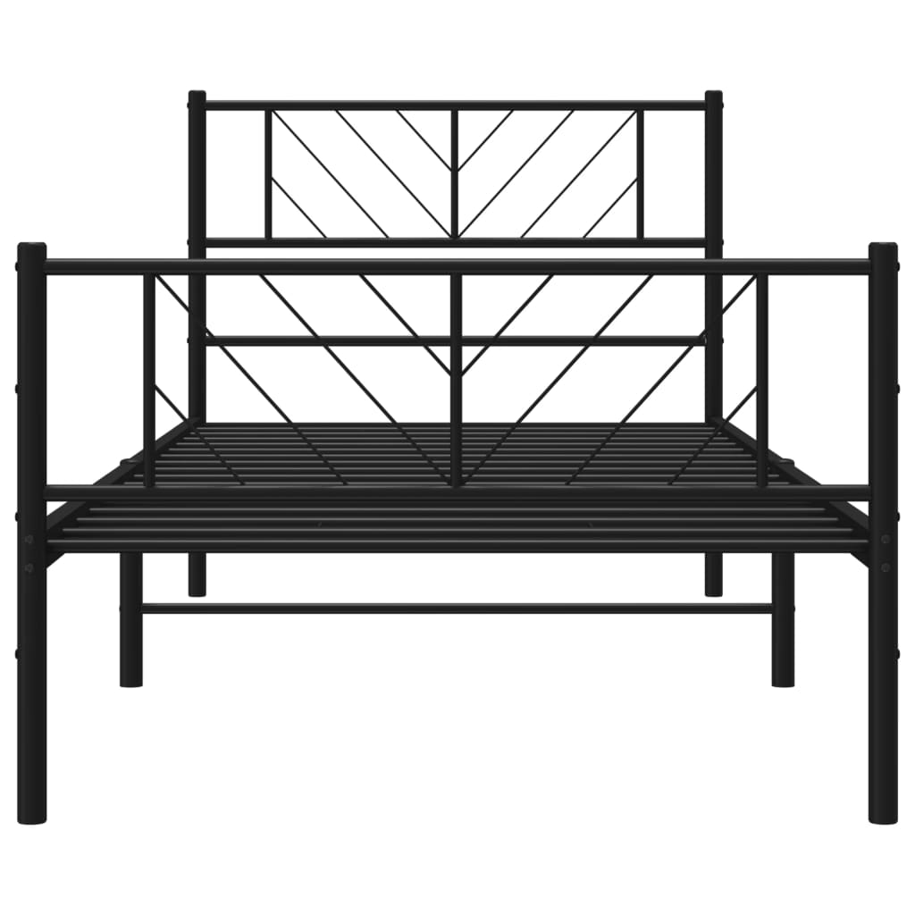 Bedframe met hoofd- en voeteneinde metaal zwart 100x200 cm