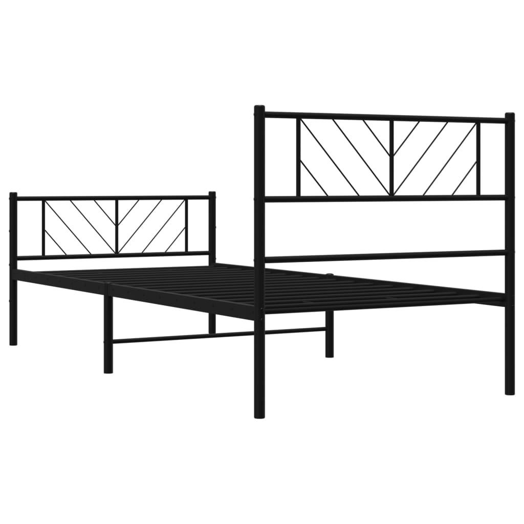 Bedframe met hoofd- en voeteneinde metaal zwart 100x200 cm