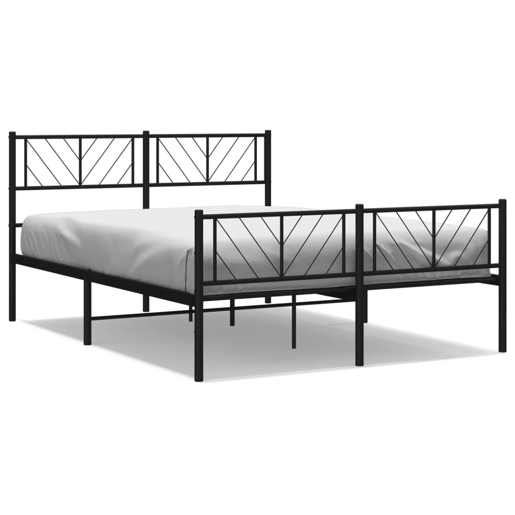 Bedframe met hoofd- en voeteneinde metaal zwart 140x200 cm