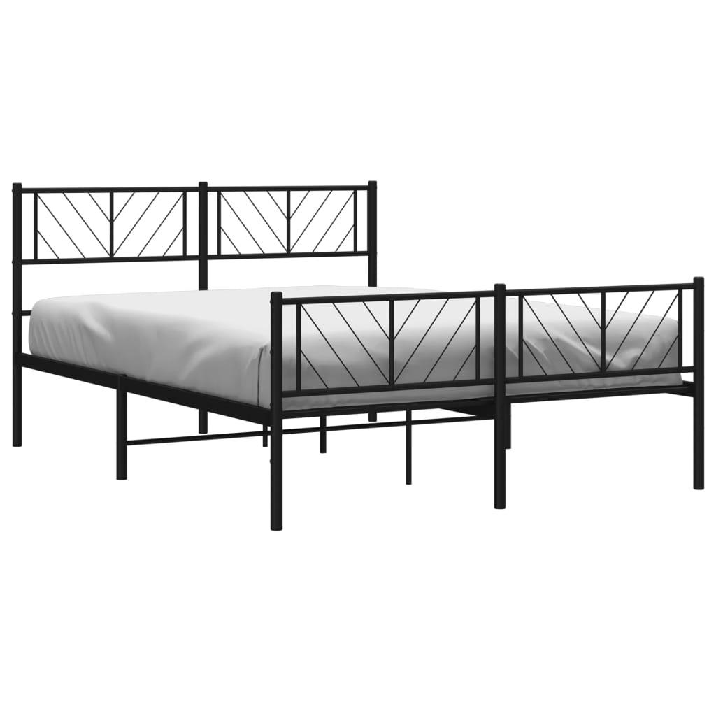 Bedframe met hoofd- en voeteneinde metaal zwart 140x200 cm