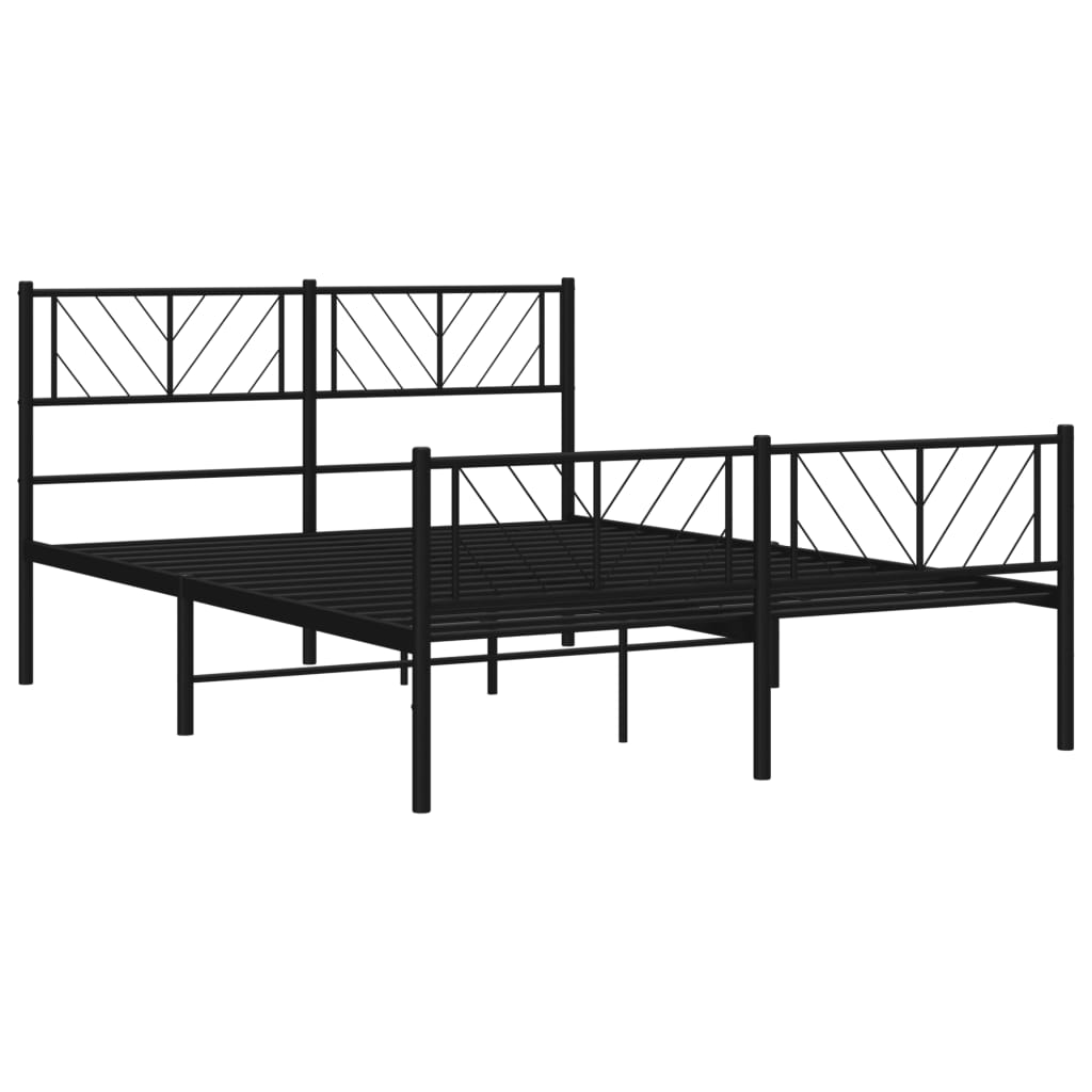 Bedframe met hoofd- en voeteneinde metaal zwart 140x200 cm