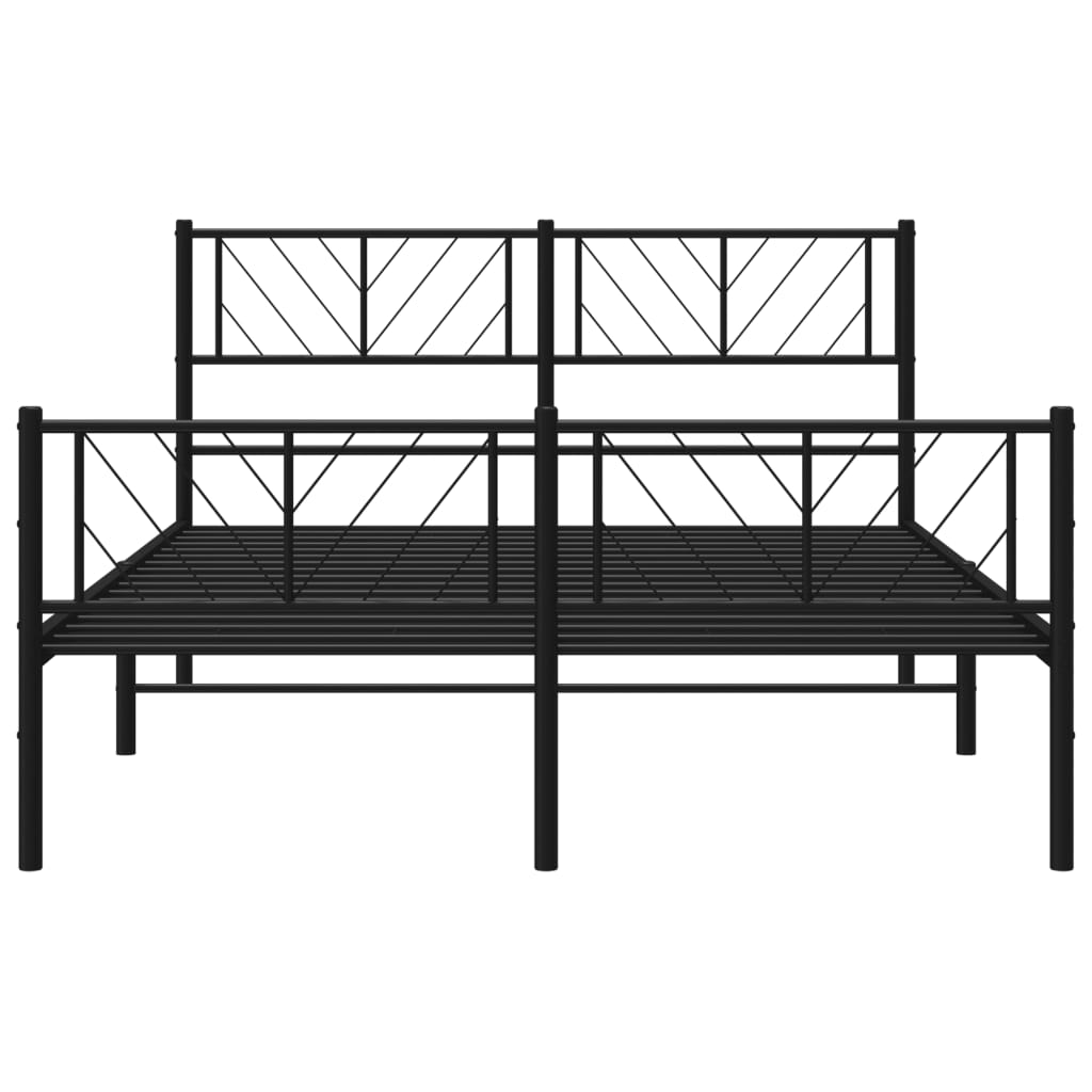 Bedframe met hoofd- en voeteneinde metaal zwart 140x200 cm