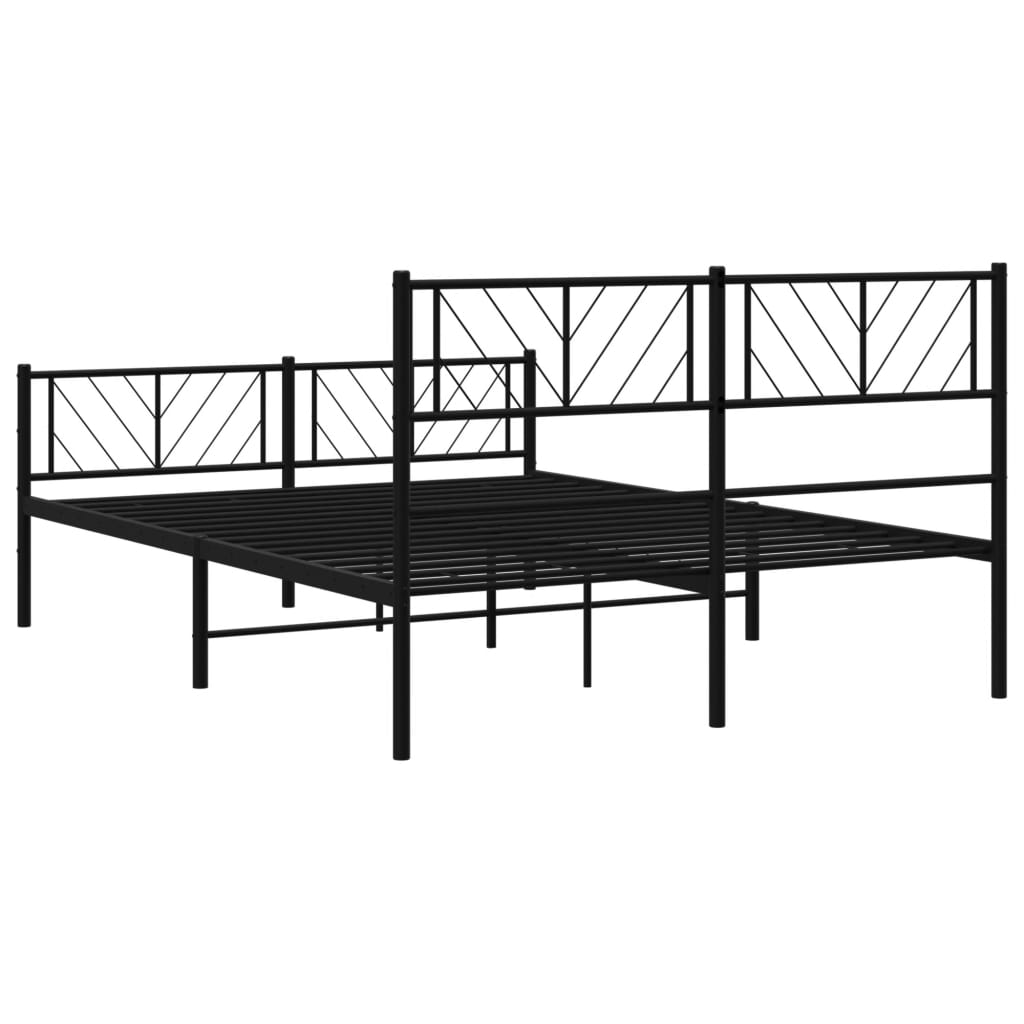 Bedframe met hoofd- en voeteneinde metaal zwart 140x200 cm