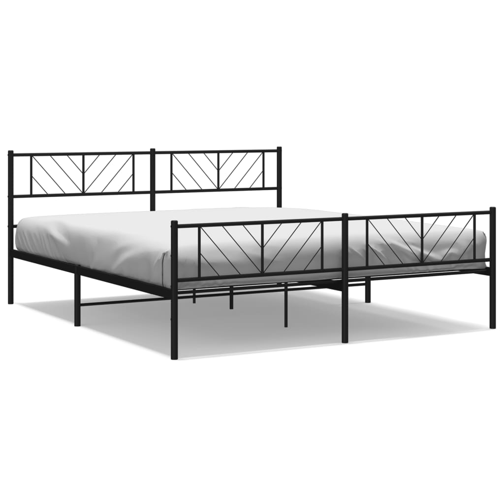 Bedframe met voetbord zonder matras metaal zwart 180x200 cm