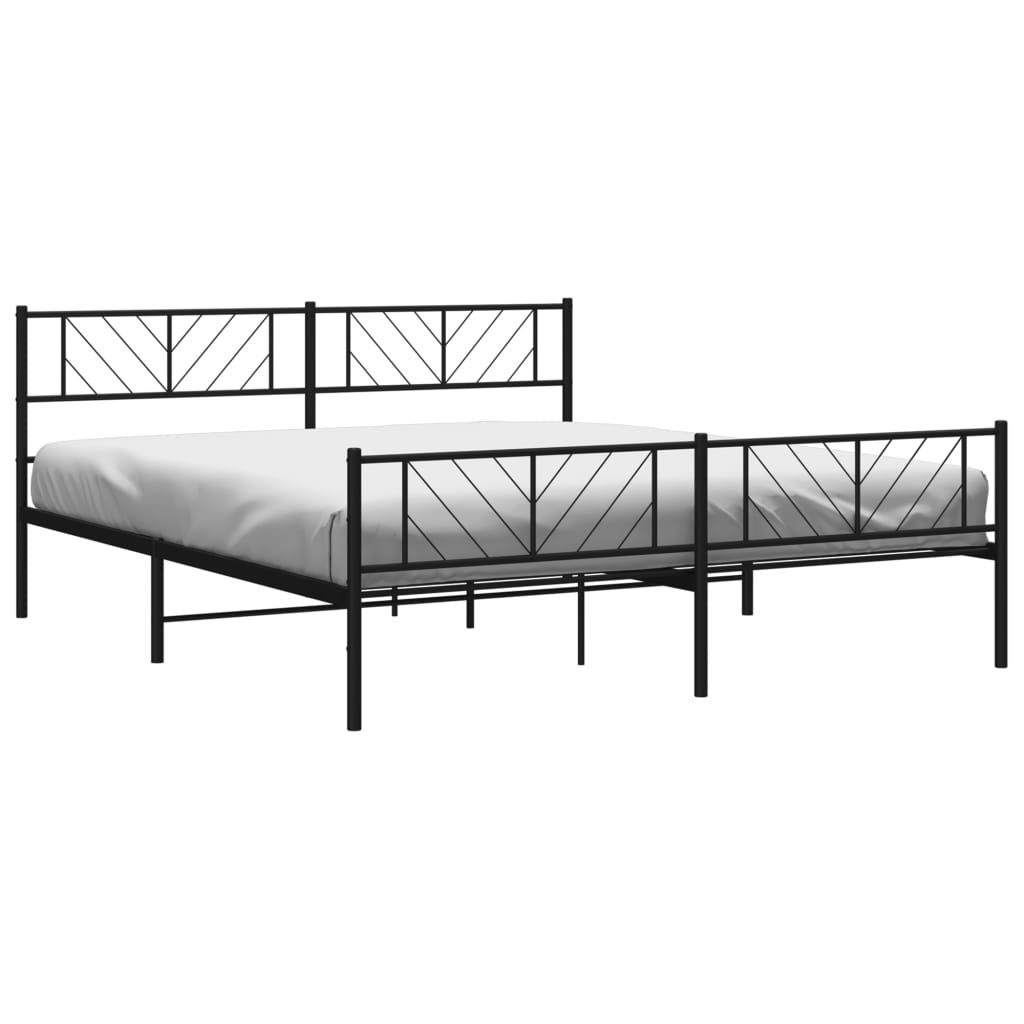 Bedframe met voetbord zonder matras metaal zwart 180x200 cm