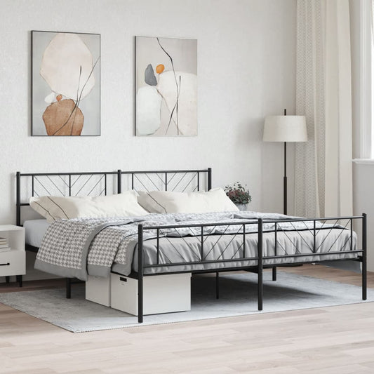 Bedframe met voetbord zonder matras metaal zwart 180x200 cm