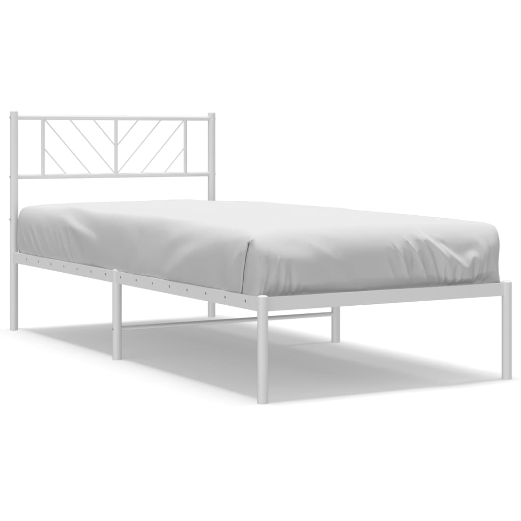 Bedframe met hoofdbord metaal wit 90x200 cm