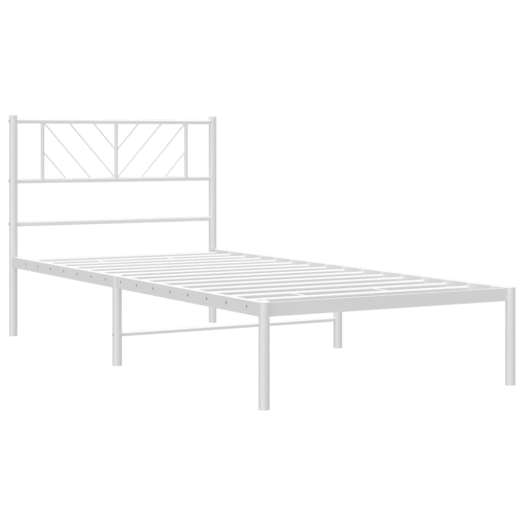 Bedframe met hoofdbord metaal wit 90x200 cm