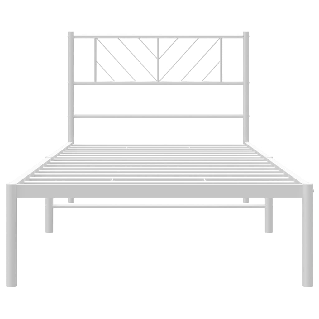 Bedframe met hoofdbord metaal wit 90x200 cm