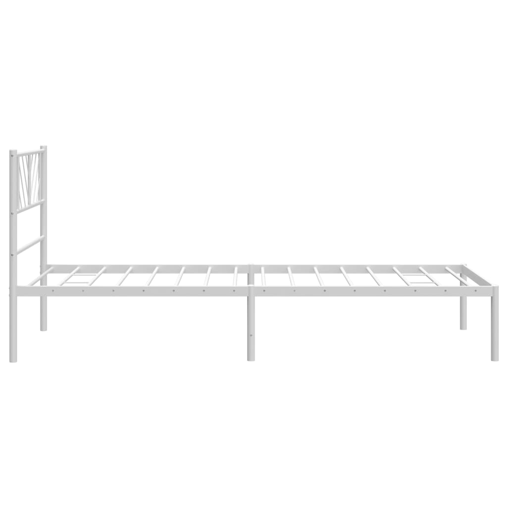 Bedframe met hoofdbord metaal wit 90x200 cm