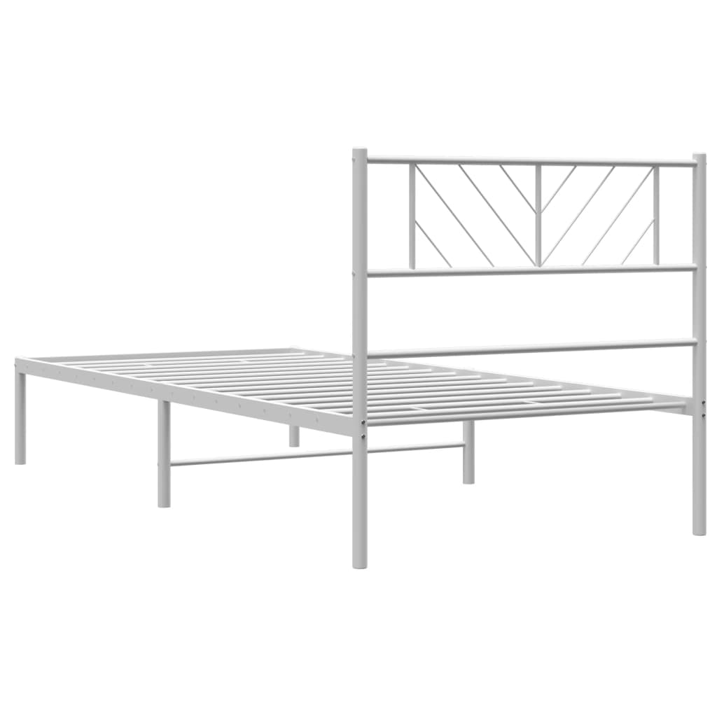 Bedframe met hoofdbord metaal wit 90x200 cm