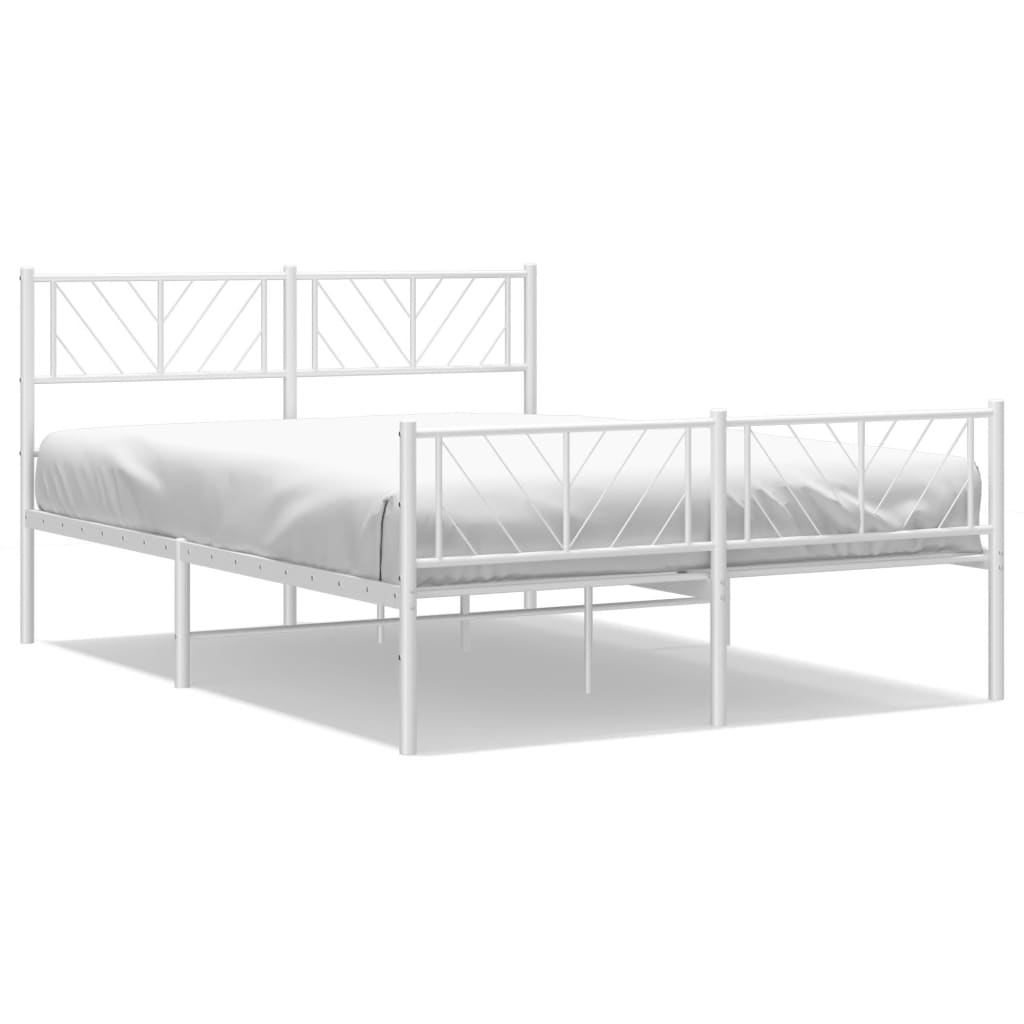 Bedframe met hoofd- en voeteneinde metaal wit 135x190 cm