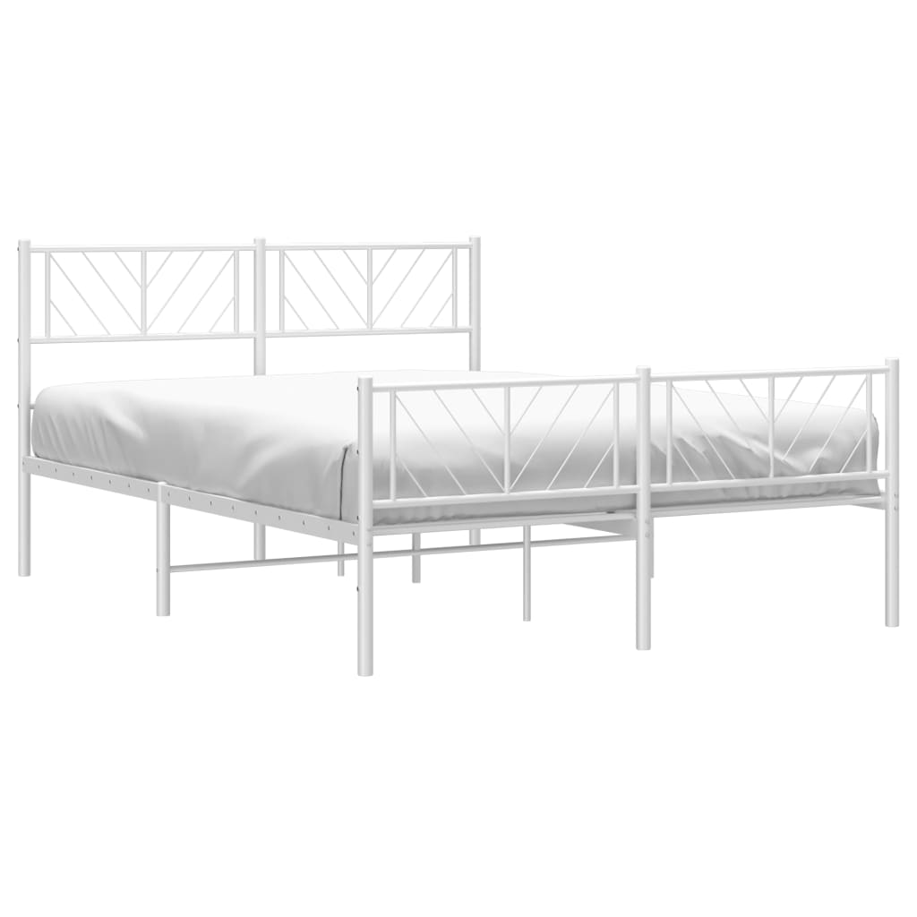 Bedframe met hoofd- en voeteneinde metaal wit 135x190 cm